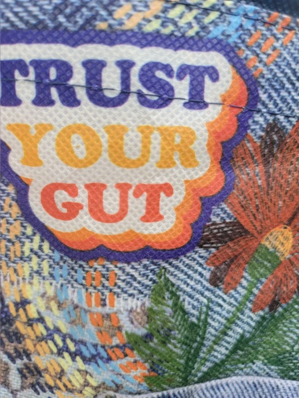 Whole Foods Denim Print Reusable Market Tote Bag Sustainable Grocery Carryall